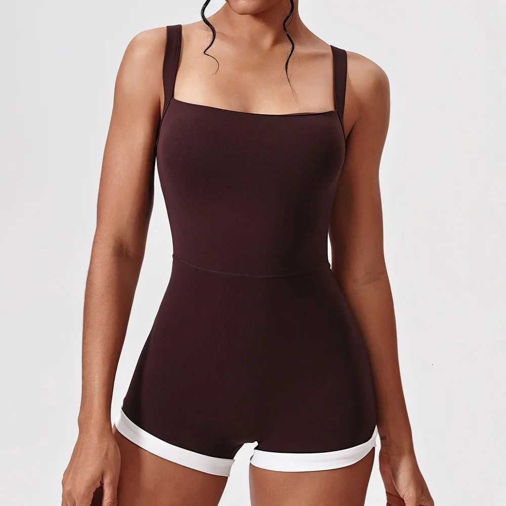 Cloud Rise Women Brown Yoga Jumpsuit Sports One Piece Suit Gym Fitness Bodysuit Workout Rompers for Sexy Girl Overall SportswearT251212-image-1088148584