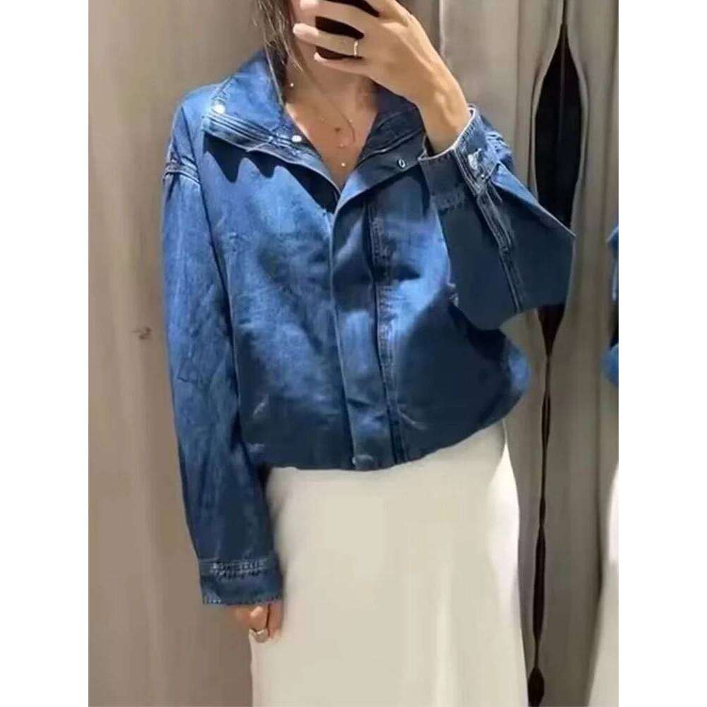 Designer Clothes High Street Loose Buttons Denim Short Jacket Fall Fashion Commute Women Casual Coat Long Sleeve New Jackets Hot Selling