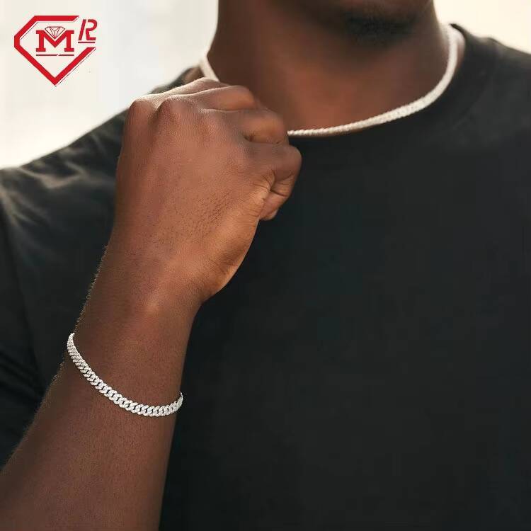 Customizable Hiphop Moissanite Bracelet 925 Sterling Silver 6mm Iced Out Vvs Moissanite Cuban Link Bracelet