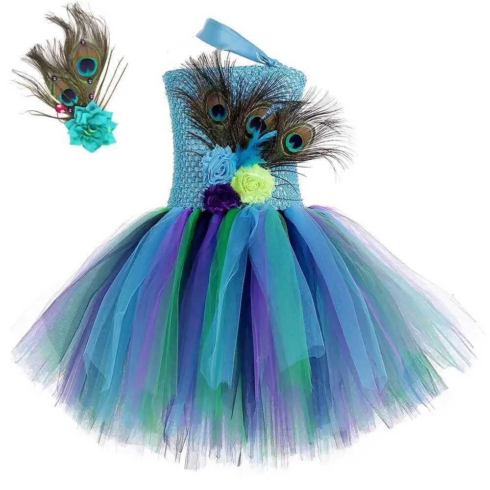 Flower Peacock Feather Costumes for Girls Carnival Party Outfit Kids Christmas Halloween Costumes Children New Year Clothes Gift X251212