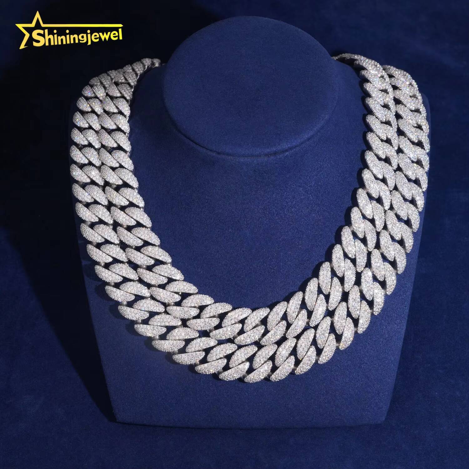 18mm 3Rows Iced Out Fine Jewlery Bracelet VVS Moissanite Diamond 925 Silver Hip Hop Jewelry Moissanite Cuban Link Chain Necklace