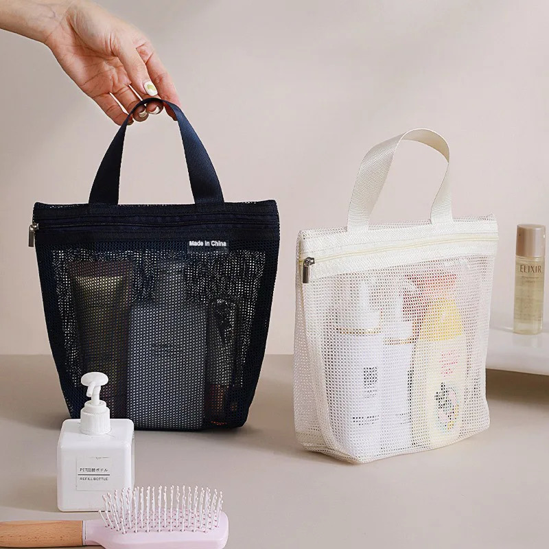 Mesh Makeup Toiletry Storage Bags Handbags Portable Travel Washing Body Shower Tools Organizer Hanging Cosmetic Pouch 251210
