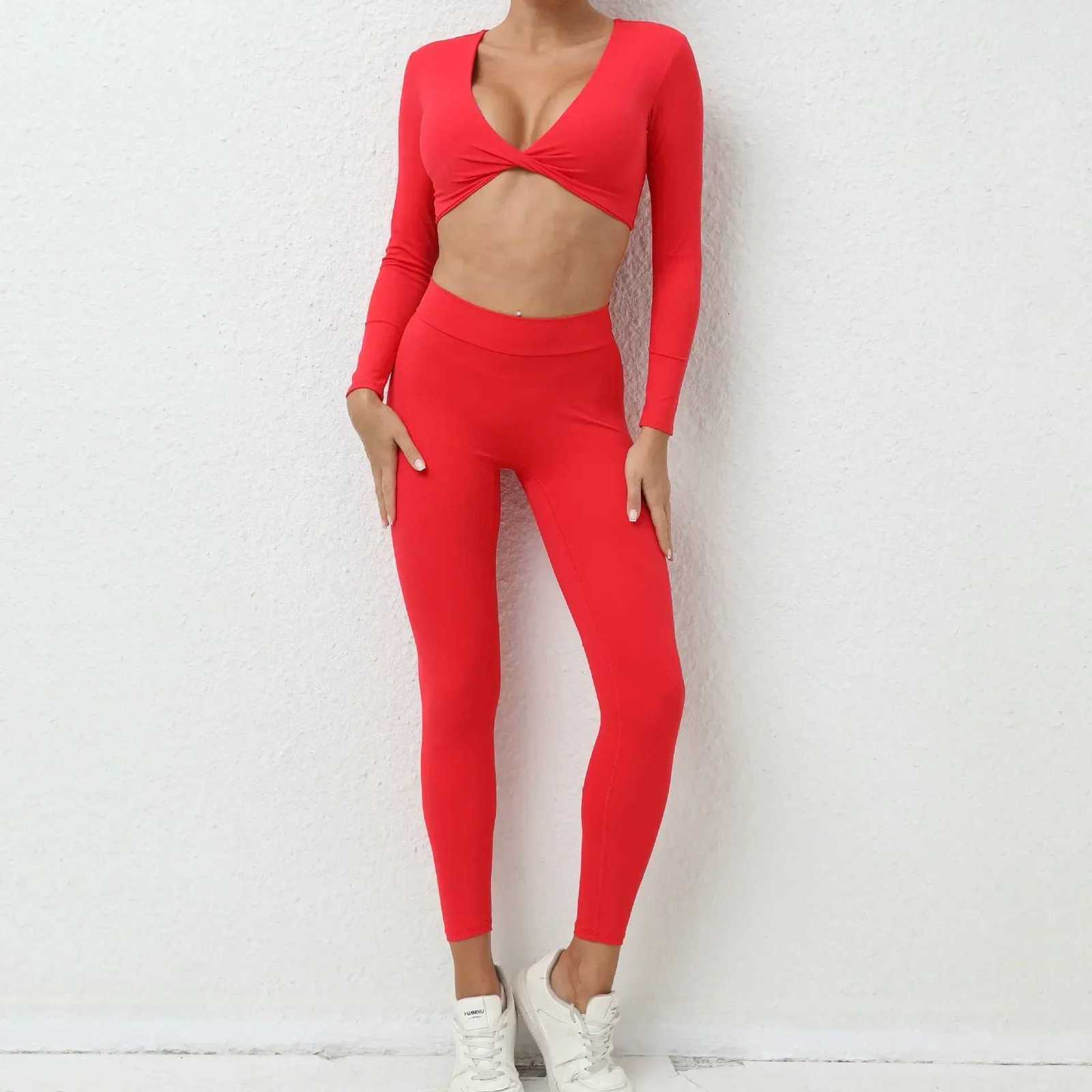 Seamless Yoga Sets Sports Fitness High Waist Hip-lifting Trousers Nude Feel Long-Sleeved Suit Workout Gym Leggings Set for WomenT251212-image-1088149472