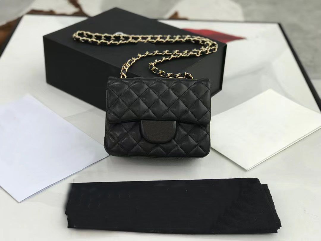 10A Top Tier Luxury Bag Designer Shoulder Bags 17cm Mini Square Flap Bag Mirror Quality Women Real Leather Caviar Lambskin Quilted Classic Purse Gol