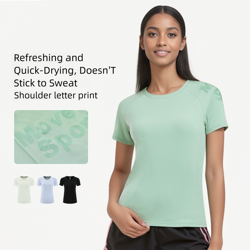New Quick-Dry Short-Sleeve T Shirt for Women Summer Round Neck Quick-Dry Top Running Sports Breathable designer shirt Top free shipping