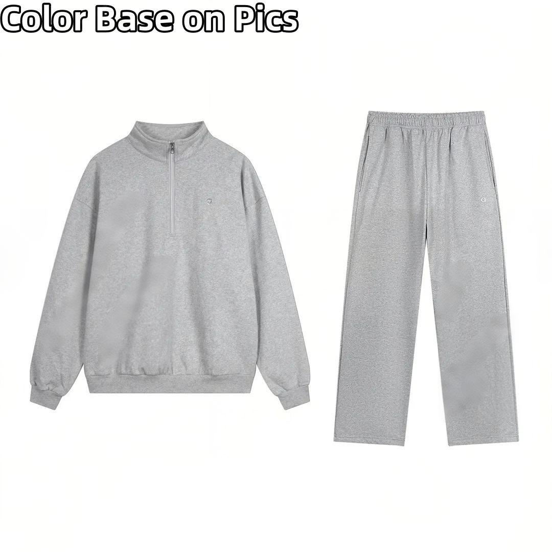 Women Men Sets Designer Sweatshirt Metal 3D logo Active Sets Pullover Hoodie Accolade Jacket Quarter Zip Pullover Yoga 1/4 Full Zip Crew Neck Leg-image-1091998125