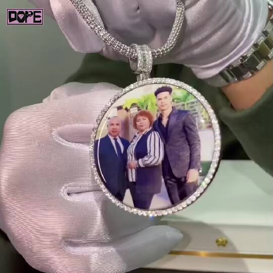 Hiphop Moissanite Pendant Photo Frame Charm Iced Out Jewelry 3D Enamel 925 Silver VVS Custom Moissanite Pendant