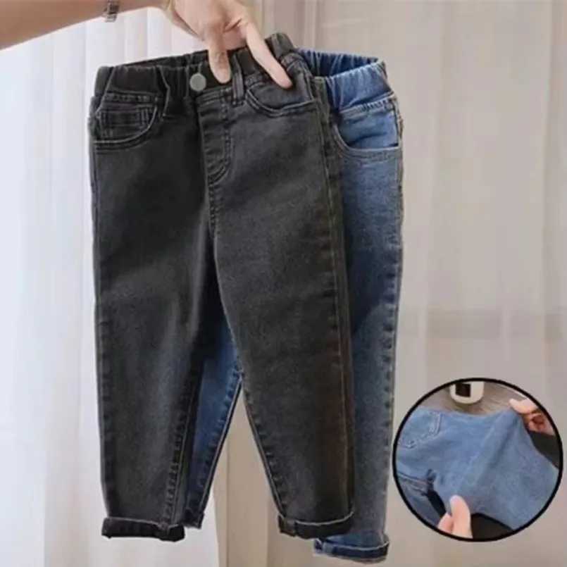 New Kids Boys and Girls Pants Childrens Jeans Elastic Slim Fit Small Feet Pants Versatile Long Pants Middle Small ChildrenT251212-image-1088150293