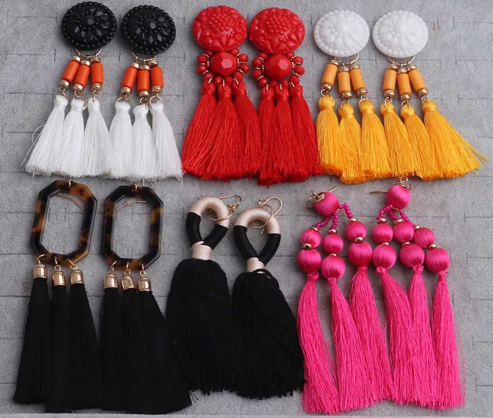 FishSheep Bohen Colorf Long Tassel Earrings for Wen Boho Ethnic Big Fringe Drop Earrings 2022 New Fashion Jewelry Gift X251212