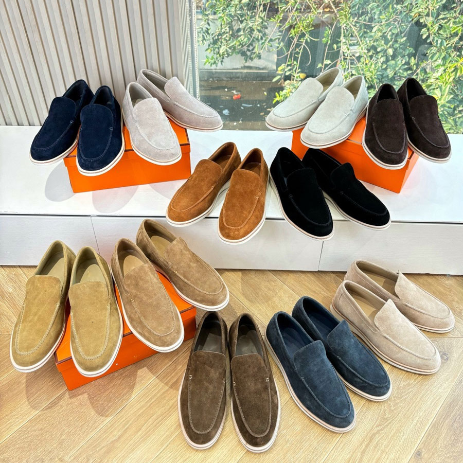 High quality Classic Simple Unisex Suede Flat loafers slip on shoes for womens mens dress shoes Casual Formal shoes Luxury designer shoes Driving sh