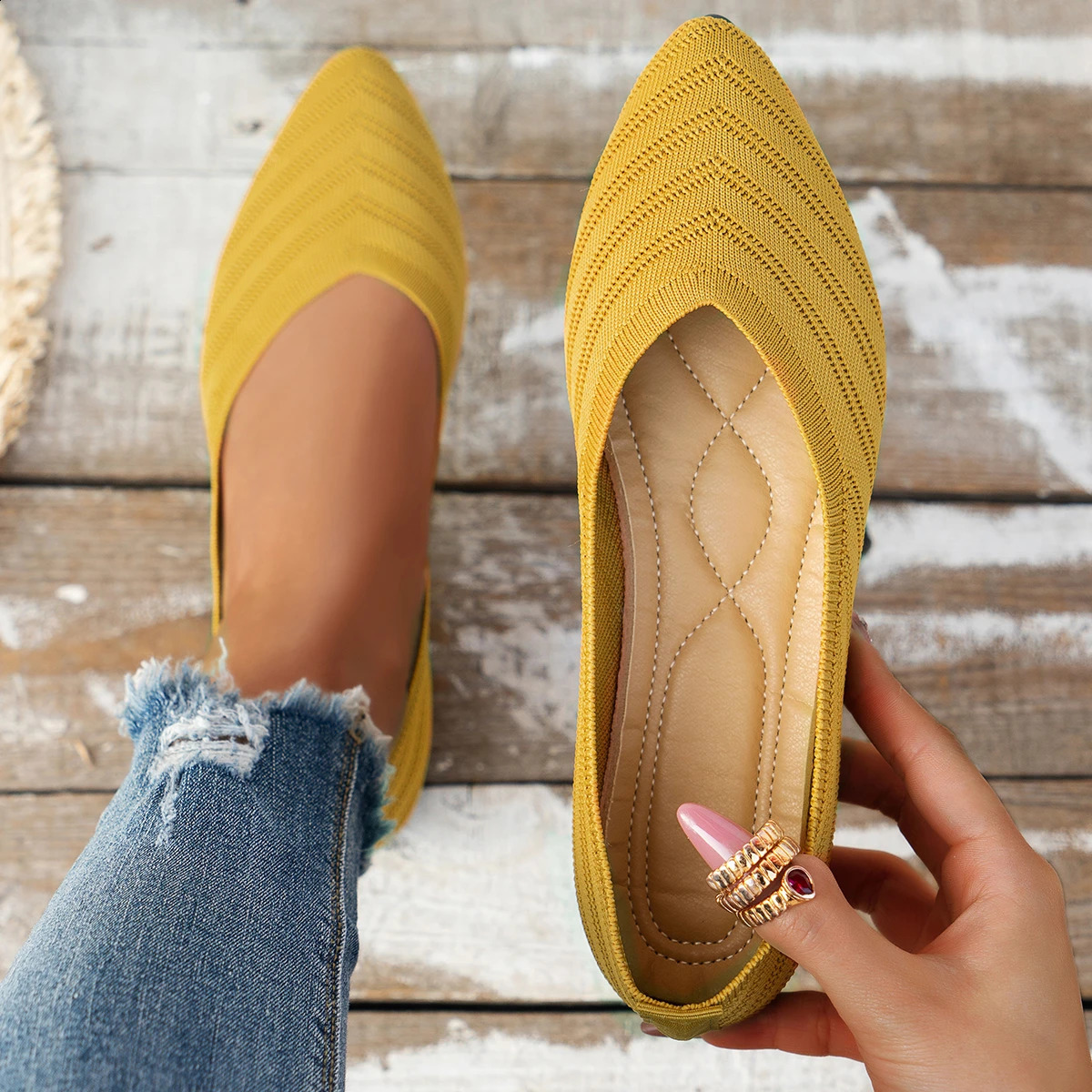 Women Flats Pointed Toe Flat Shoes Women Solid Color Slip on Casual Breathable Women Loafers Comfortable Shoes Size 36-43 251209