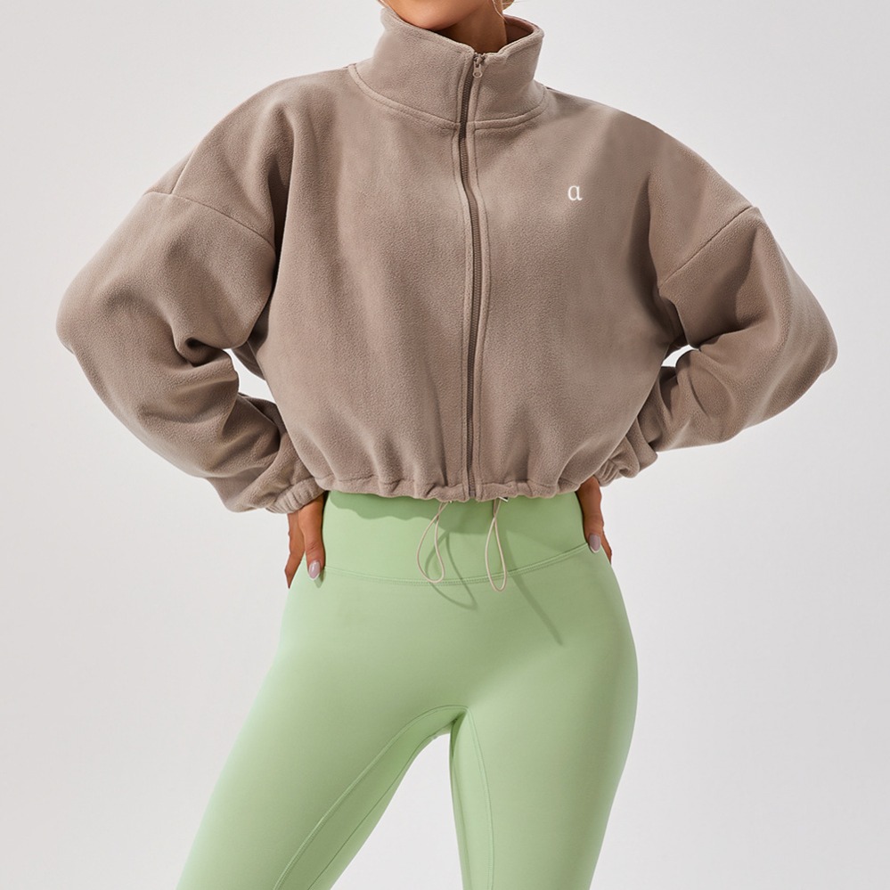 Women Yoga Winter Outdoor Lamb Wool Sports Jacket Women's Stand-up Collar Loose Velvet Warm Running Casual Short Coat A501