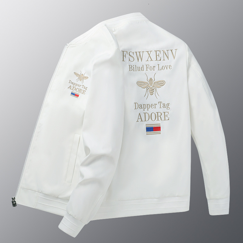 Young Middle-aged Men's Casual Spring and Autumn 2023 New Korean Version Baseball Jacket Top with Handsome Little Bee Embroidery