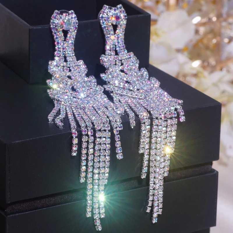 Fashion Long Tassel Earrings for Wen Wedding Party Jewelry Accessories Luxury Sparkling Crystal Rhinestone Drop Dangle Earring X251212