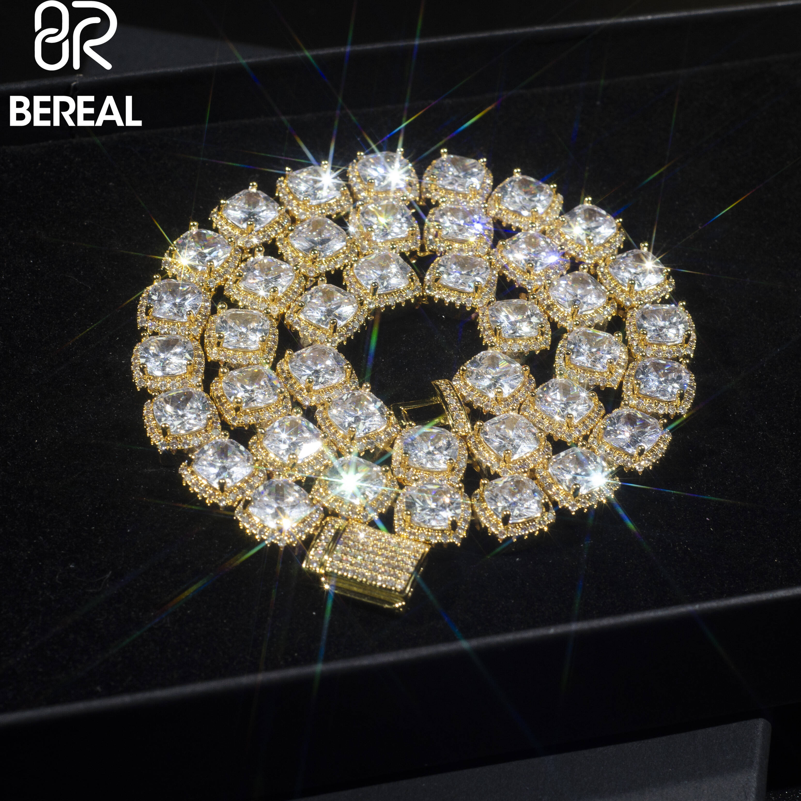 Custom VVS Moissanite Tennis Chain Bracelet Iced Out Gold Plated 925 Sterling Silver Diamond Halo Tennis Chain Necklace Jewelry