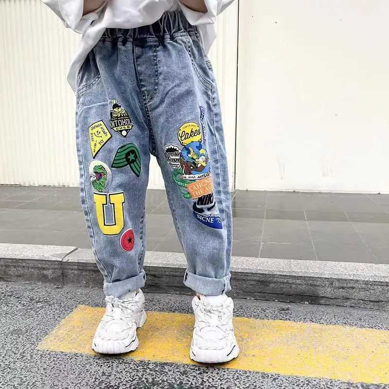 Boys Spring and Autumn Wash Denim Pants 2023 Fashionable New Korean Childrens Spring And Autumn Versatile Baby Casual PantsT251212-image-1088146827