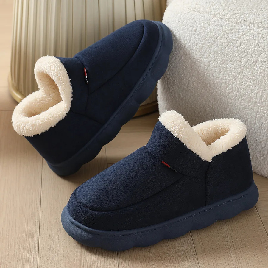 Bebealy Winter Men Slippers Warm Cotton Shoes Men Indoor Fluffy Fuzzy Men Boots Outdoor Nonslip House Ankle Boots Shoes Men 251210