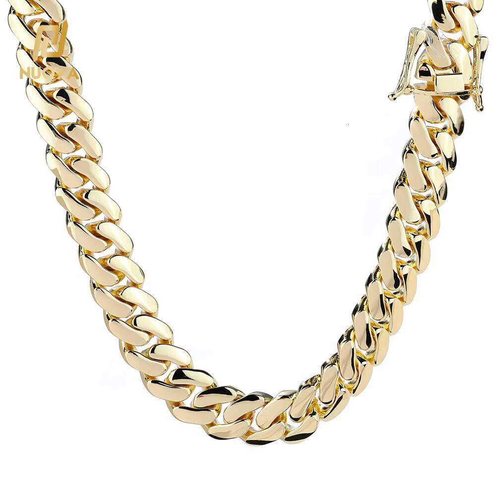 NUOYA Wholesale 10mm-22mm Width Cuban Chain Necklace 14K Gold Plated Heavy Miami Cuban Link Chain Hip Hop Men Fine Jewelry