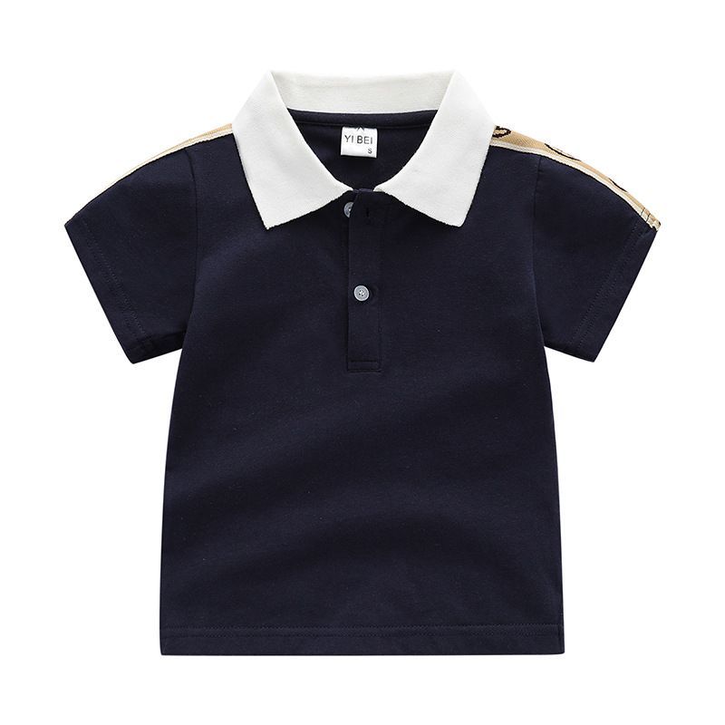 Spring Baby Boys Clothes Stripe Casual T shirt Fashion Designer Kids Plaid Lapel Short Sleeve Tee Tops Children Shirt 1 6T