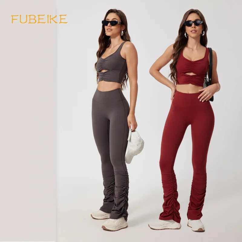 FUBEIKE Fashion Backless Bra Vest Plastic Hip Pile Pants Yoga leggings Woman Gym Fitness Outdoor Sports Bra Sport Set For WomenT251212-image-1088145896