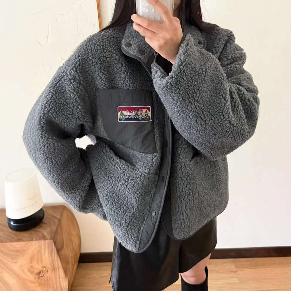 INS Winter New Korean Style Age-Reducing Reversible Thickened Lamb Wool Fleece Cotton Jacket Short Coat B5