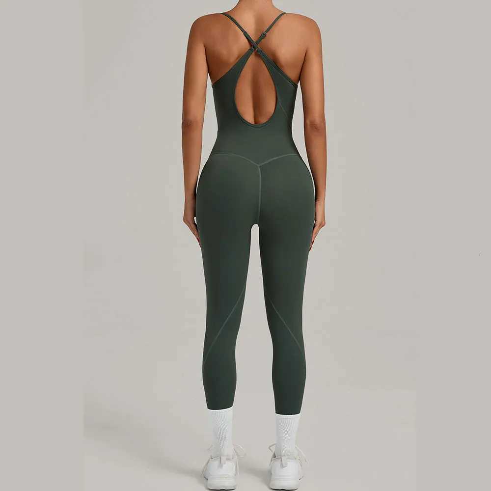 JUREN Fitness Jumpsuit Women Tracksuit Sports Playsuit Running One Piece Yoga Suit Scrunch Backless Set Rompers Gym ClothesT251212-image-1088149003