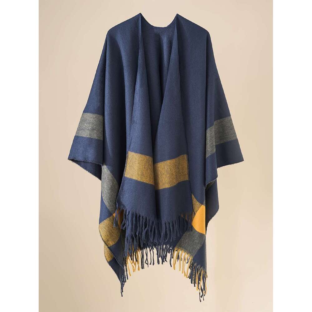 Plus Size, Women's Shawl Large Size Open Front Cardigan Casual Elegant Cape Sweater Suitable For Autumn And Winter Evening Parties