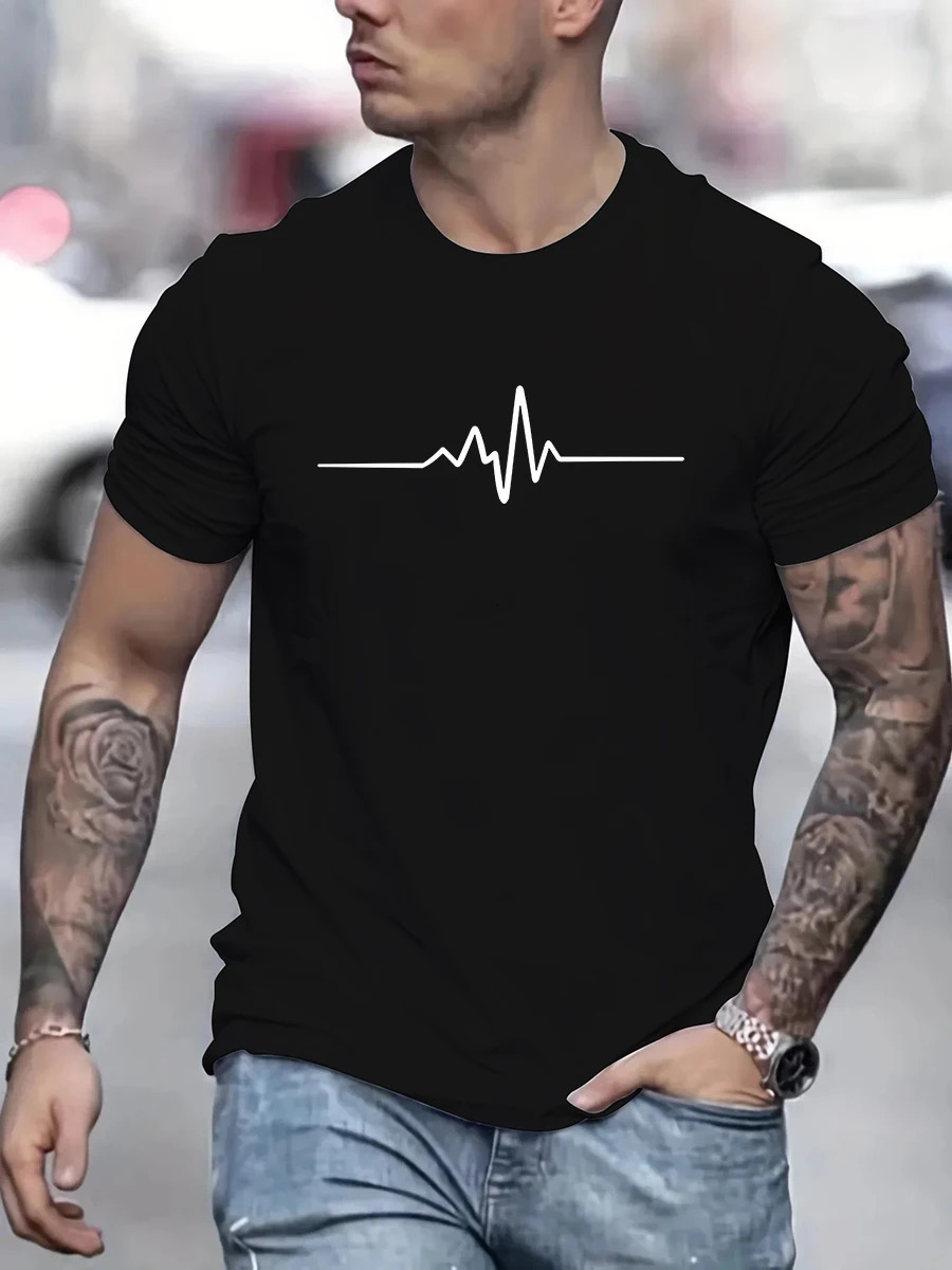 Mens 100 cotton summer loose size Creative Graphic printed slim fit casual sports round neck short sleeved T-shirt top 251211