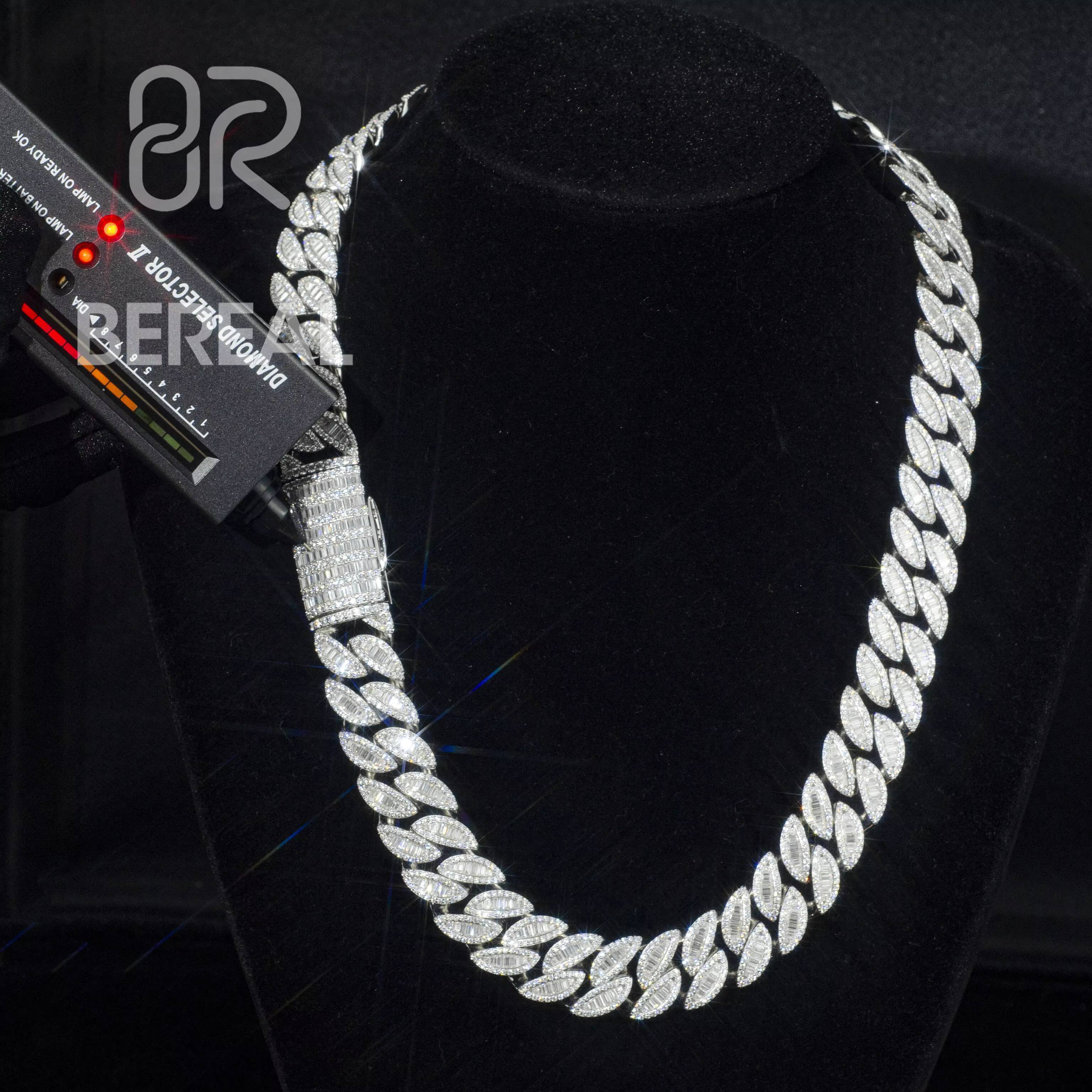 18mm 18 VVS Moissanite Cuban Link Necklace Custom Necklace 925 Silver Link Chain Fine Jewelry