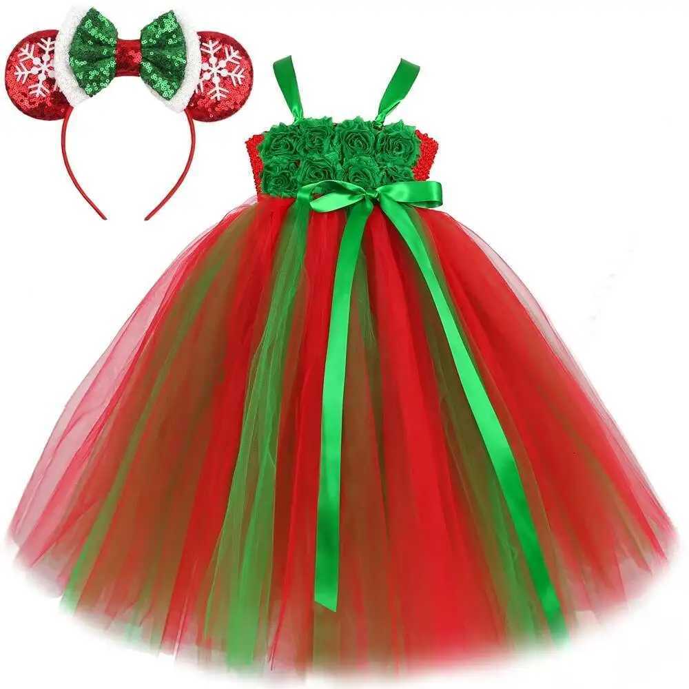 Green Red Christmas Long Costumes Girls Xmas Carvinial Full Length Princess Dresses for Kids Festival Clothes New Year Ball Gown X251212