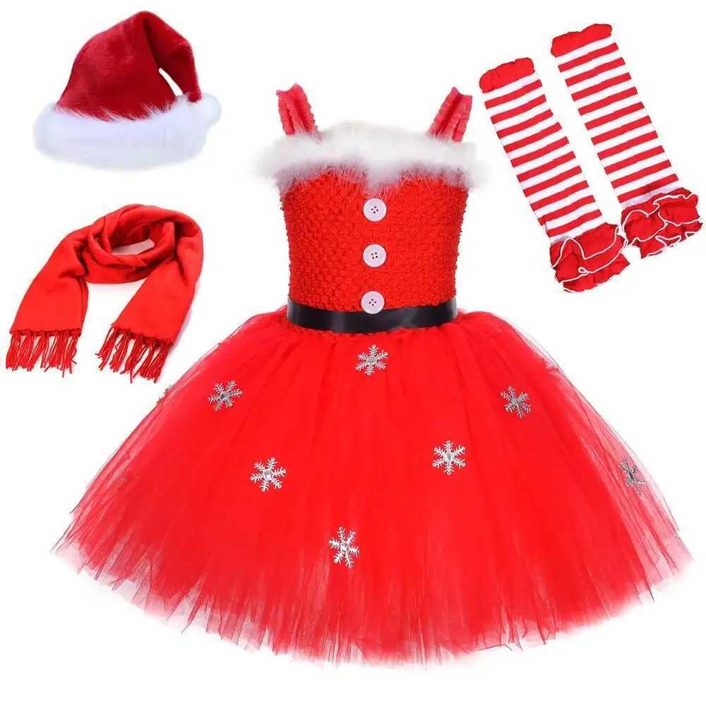 Christmas Santa Claus Costumes for Girls Xmas Holiday Princess Dresses for Kids New Year Tutu Outfit Children Miss Claus Clothes X251212
