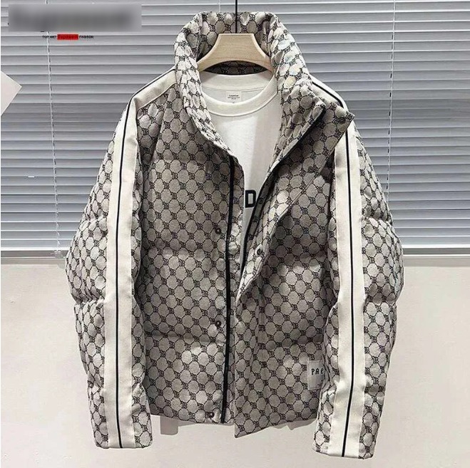 2025 New Arrival Top Fashion Loose Winter Large Embroidery Letters Patchwork Warm Plaid Padded Coat Casual Down Jacket