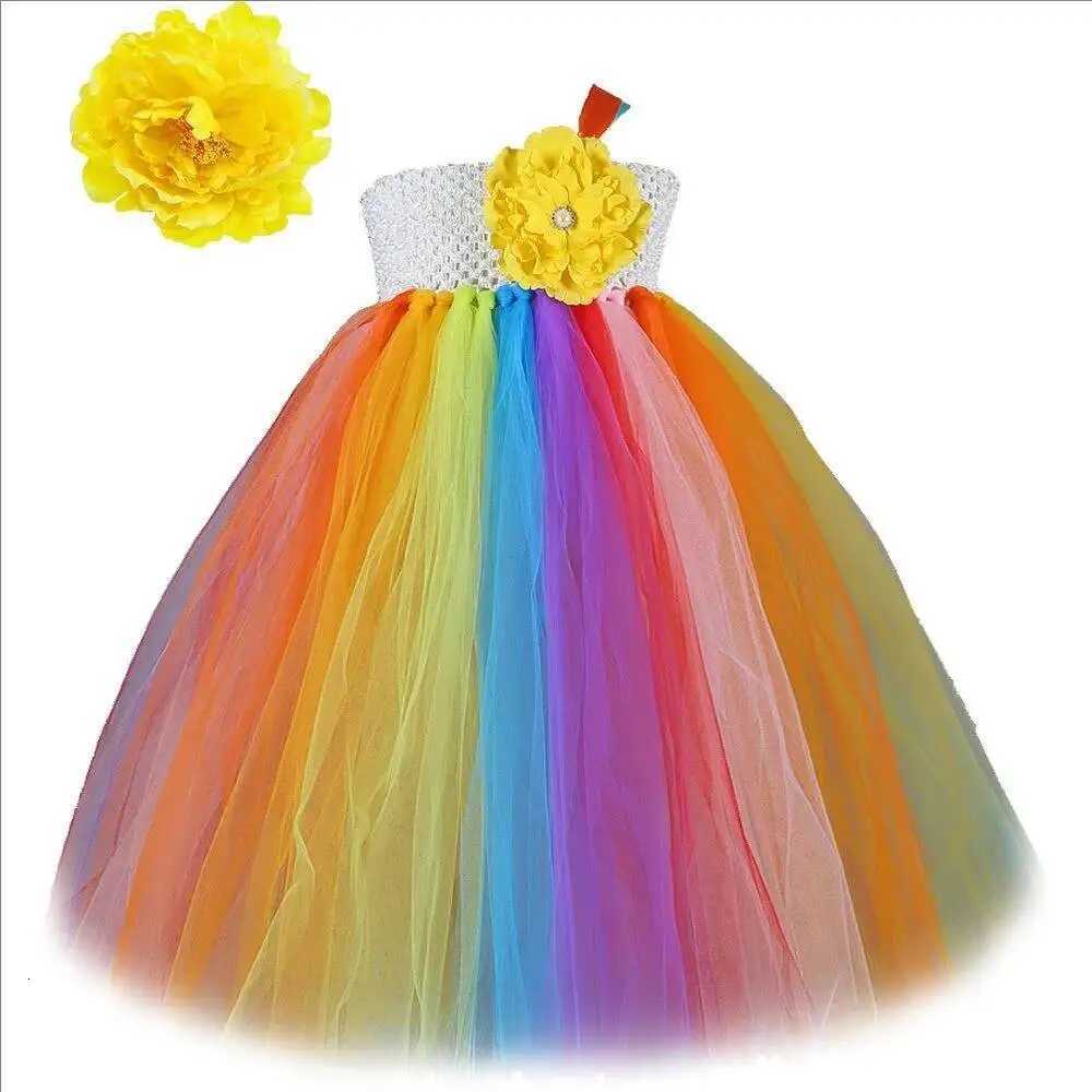 Abiti da ragazza di fiori arcobaleno per la festa di nozze per bambini, costumi di caramelle a figura intera, abito lungo di Natale, abito da ballo