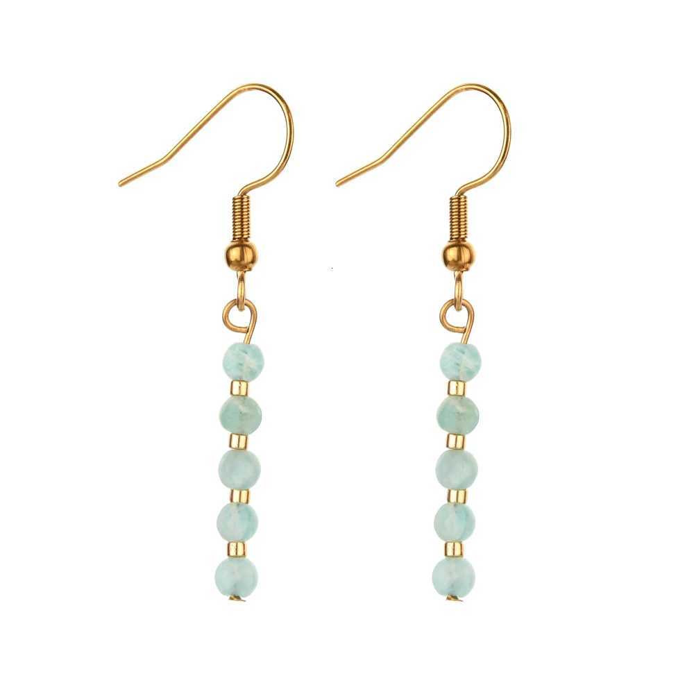 ZMZY Simple Stainless Steel Style Design Natural Stone Beaded Pendant Earrings for Wen Girls New Fashion Jewelry Accessories X251212