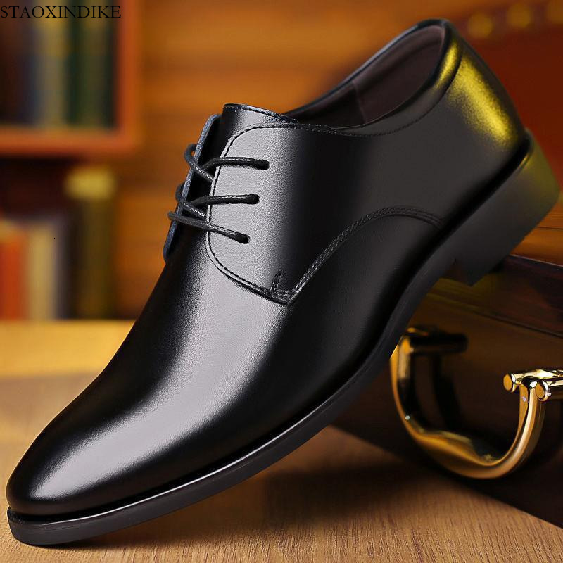 STAOXINDIKE Men's Leather Shoes Business Formal British Casual Shoes Trendy Large Size Youth Wedding Shoes Work Soft Sole Men's Shoes