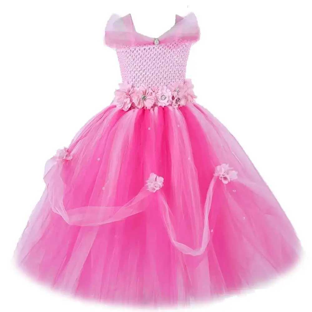 Principessa Bella Abiti lunghi foderati per ragazze Compleanno Costumi da festa di nozze per bambini Abito da ragazza di fiori Abito da ballo soffic