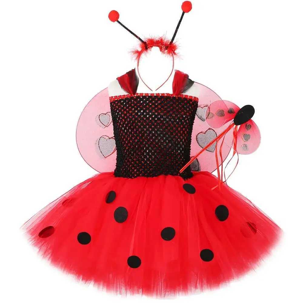 Baby Girls Lady Beetle Ballet Tutu Dress with Wings Set Kids Ladybirds Halloween Christmas Costume Children New Year Fairy Tutus X251212