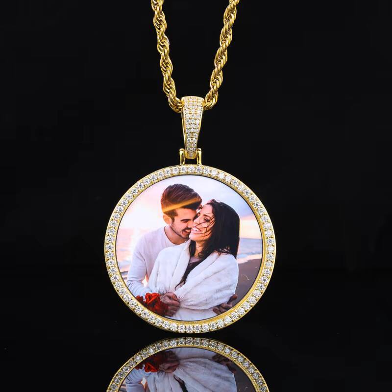 Lab Grown Moissanite 925 Silver Custom Photo Pendant Two Tone Options Gold and White Gold Plated Bulk Order Jewelry Supplies
