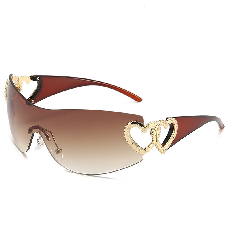 Fashion Chic UV400 2025 New Heart-Shaped Accessories One-Piece Sunglasses Y2k Internet Celebrity Ins Style Integrated European And American Trendy