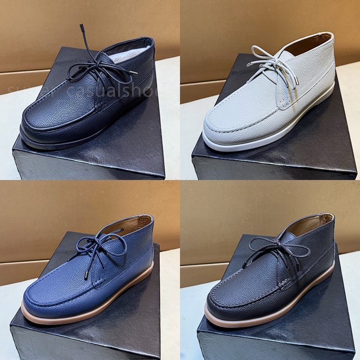 Designer Loafers Luxury Men Dress Shoes Classic Slip-on Vintage Real Leather Brand High top Lace-up Casual Shoes