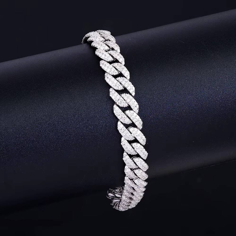 Wholesale 10mm 65in Full Diamond Chain Link 925 Sterling Silver Cuban Bracelet Necklace Fine Jewelry Gold Bangles for Gift