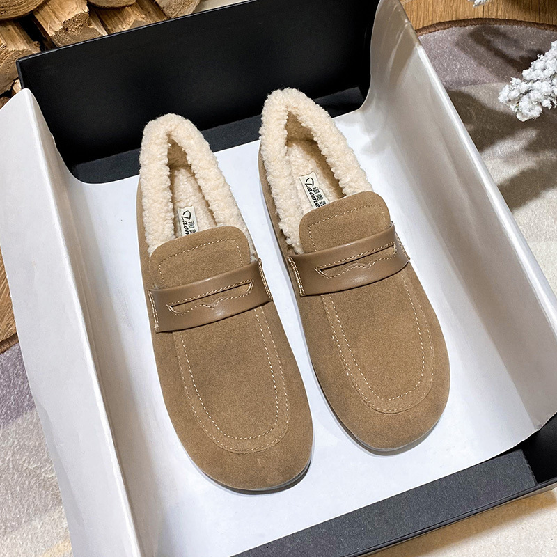 Fashion retro plus size women's cotton shoes autumn and winter new item solid color wool lining warm and comfortable lazy style designer boots