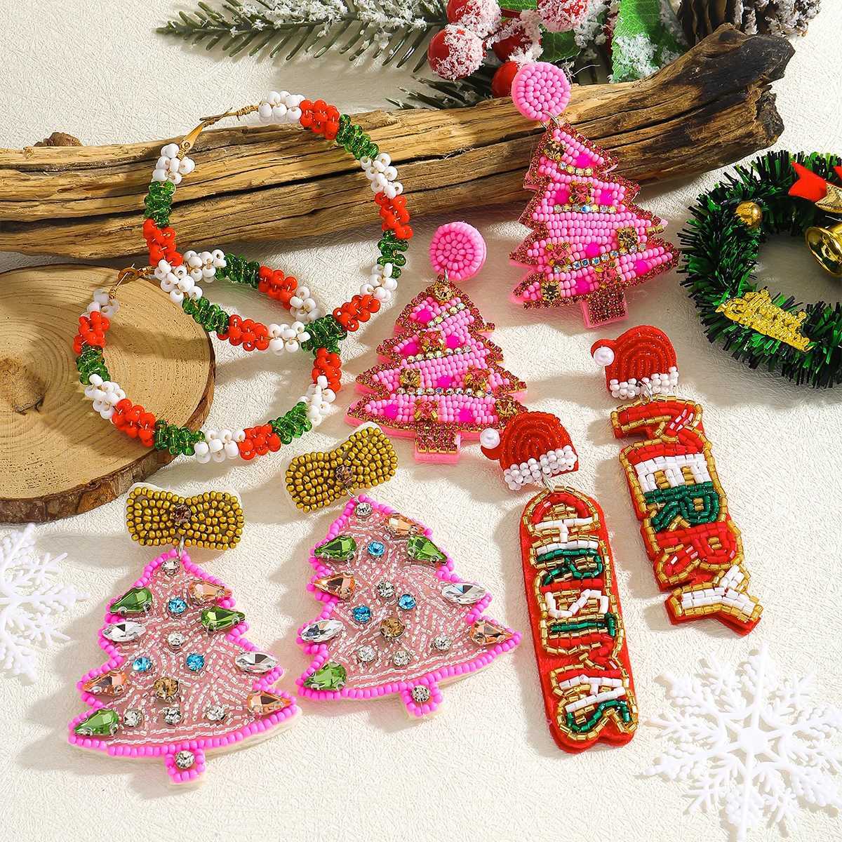 Christmas Handmade Beaded Earrings European And New Year Festival Gifts Cute Sweet Jewelry Accessories For Girls X251212