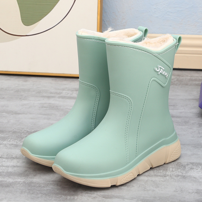 Free shipping autumn and winter women's anti slip waterproof shoes, short tube rain boots, middle tube cotton lined warm shoes, designer shoes,