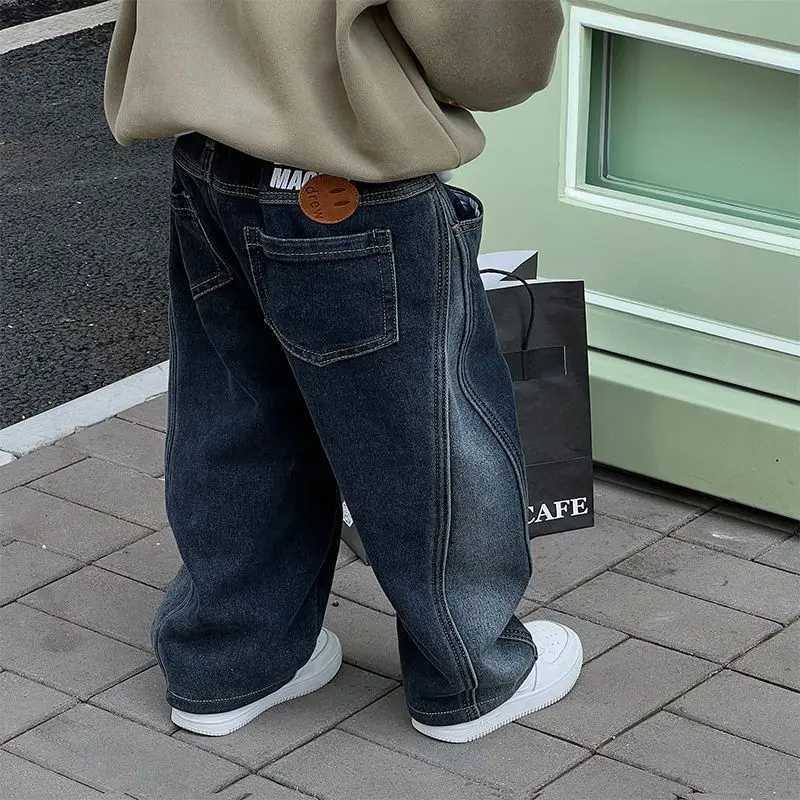 2-12Y Childrens Boys Denim Pants One-piece Fleece Thickened Autumn Winter Casual Kids Baby Boys Pants Toddler Boys Warm JeansT251212-image-1088150640