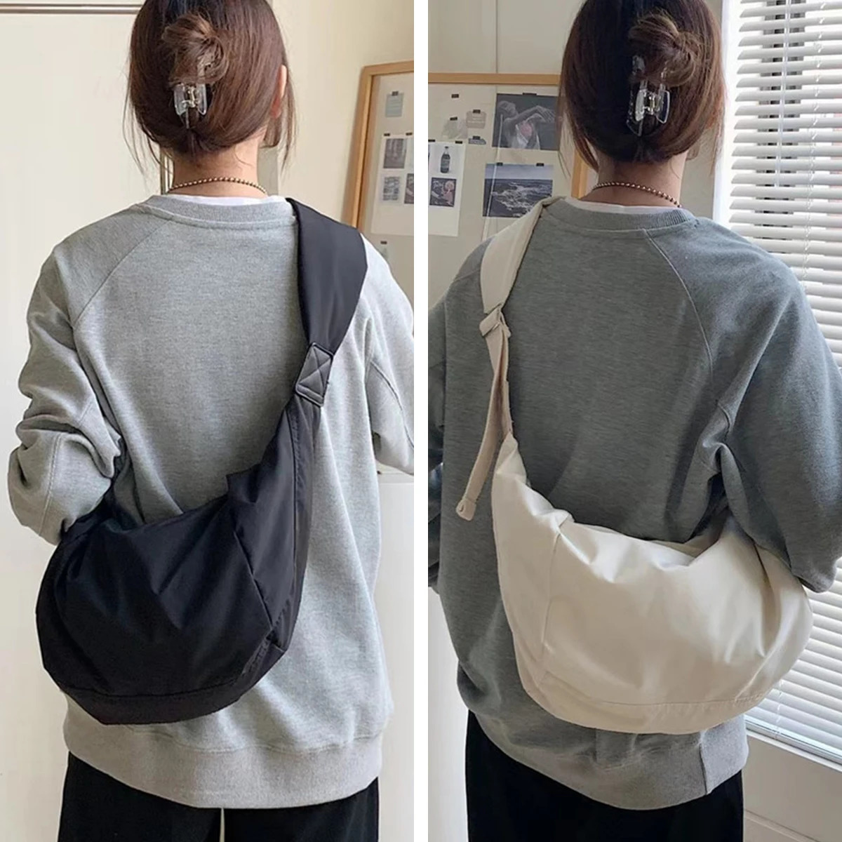 Fashionable casual large capacity nylon ladies shoulder bag Korean style tramp youth crossbody bagzmt 251210