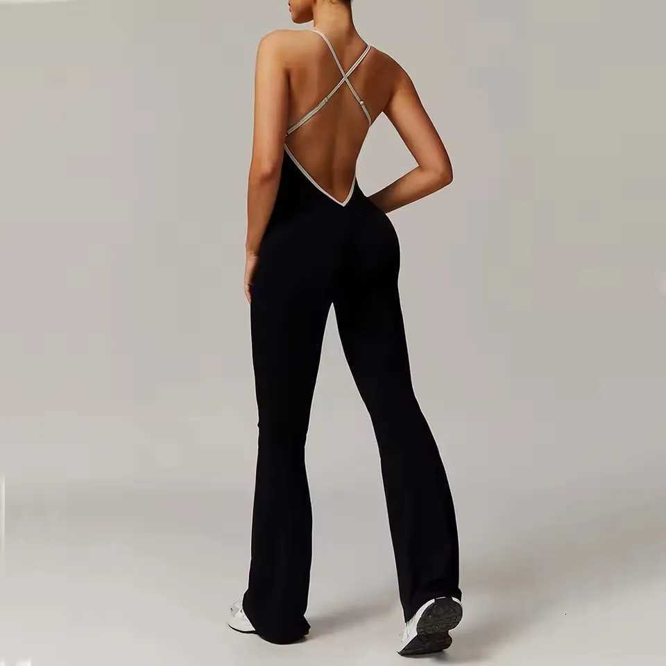 One-Piece Back V-Neck Sexy Suit Gym Set Women Training Suit Sportswear Women Sports Suit Fitness Rompers Stretch Training SuitsT251212-image-1088149863