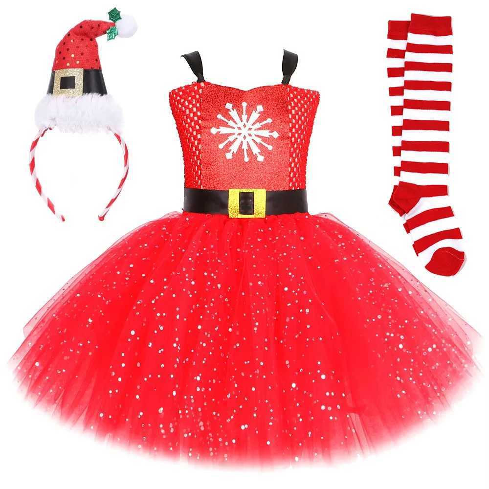 Princess Girls Santa Claus Tutu Dress Sparkling Red Christmas Costumes for Kids Xmas Party Outfit Children New Year Gift Clothes X251212