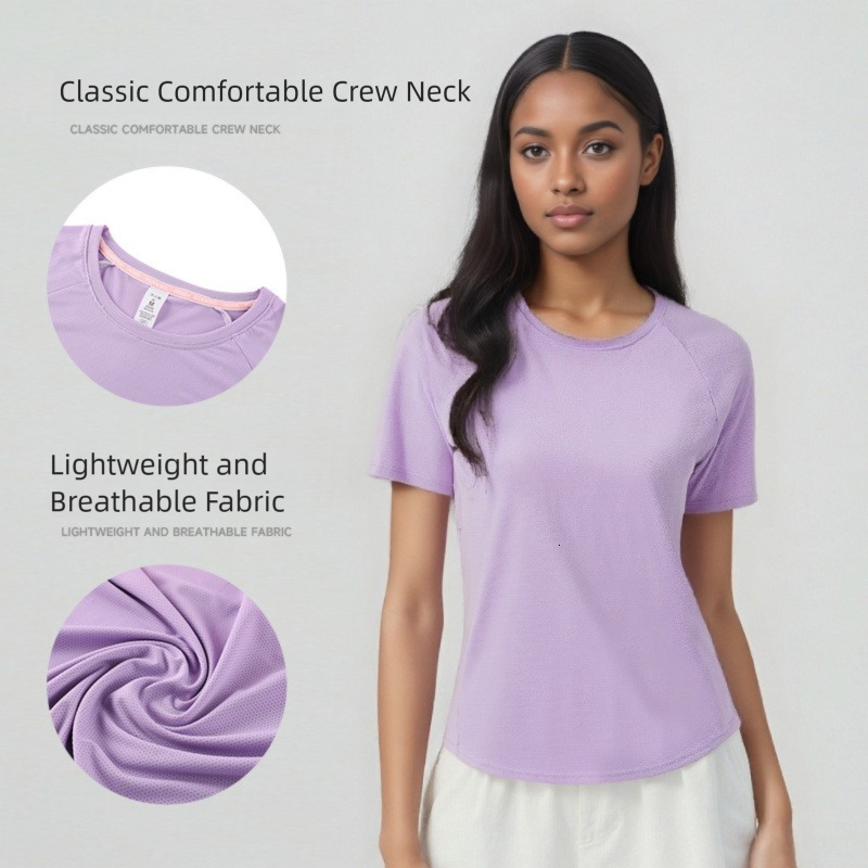 Outdoor Ice Silk Quick-Dry Yoga Wear Women's Summer Top Short Sleeve Casual T-Shirt Yoga Sports Running Short Sleeve free shipping