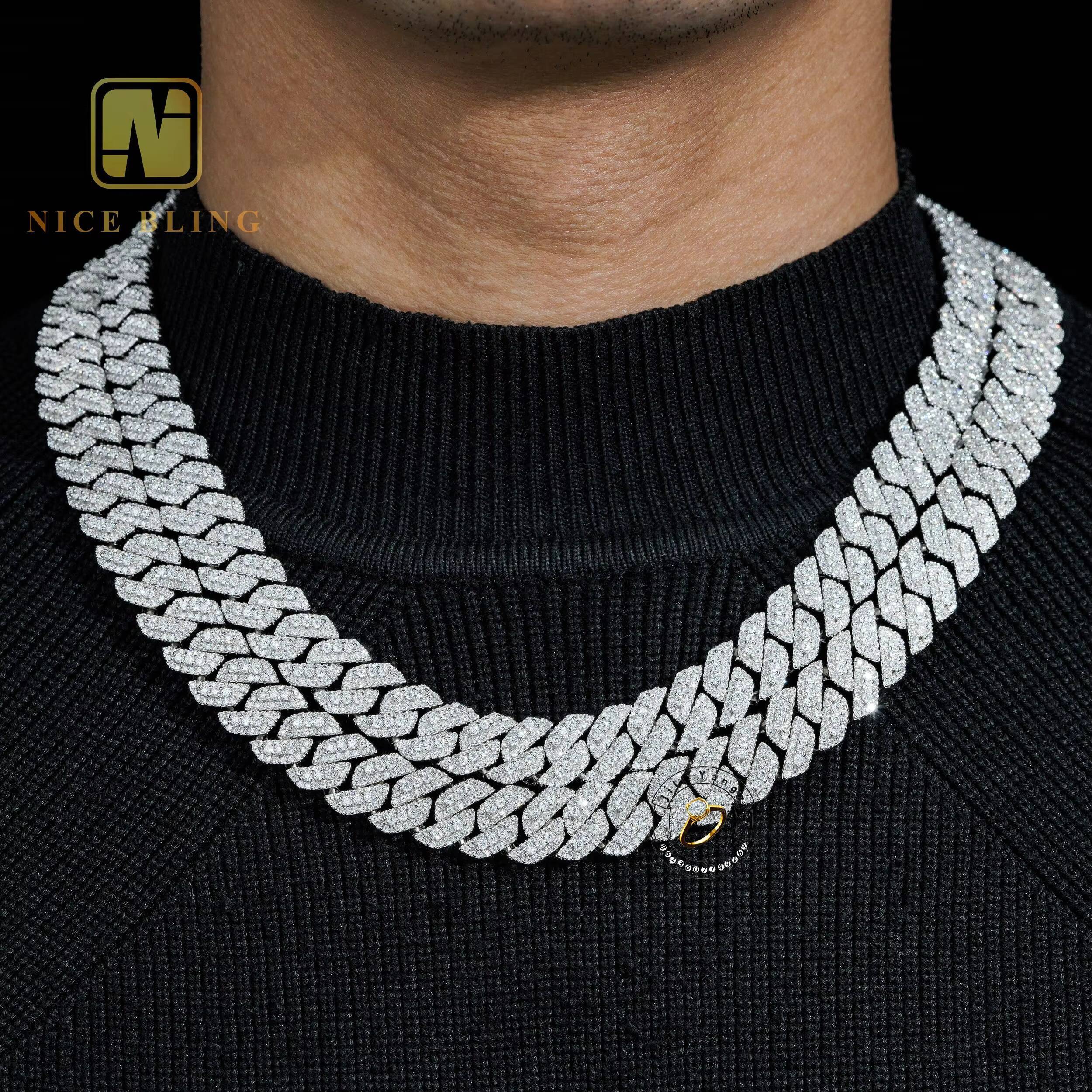Fine Gifts Moissanite 925 Silver Hip Hop Iced Out Fine Jewelry 10k 12k14k Custom Beaded Chain Cuban Chain